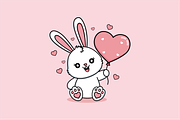 Bunny Holding a Valentine's Heart, an Animal Illustration by shazi (Thumbnail 3 of 3)