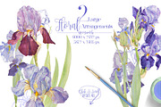 BLUE IRIS - watercolor clipart set, an Illustration by watercolorwild.graphics (Thumbnail 3 of 7)