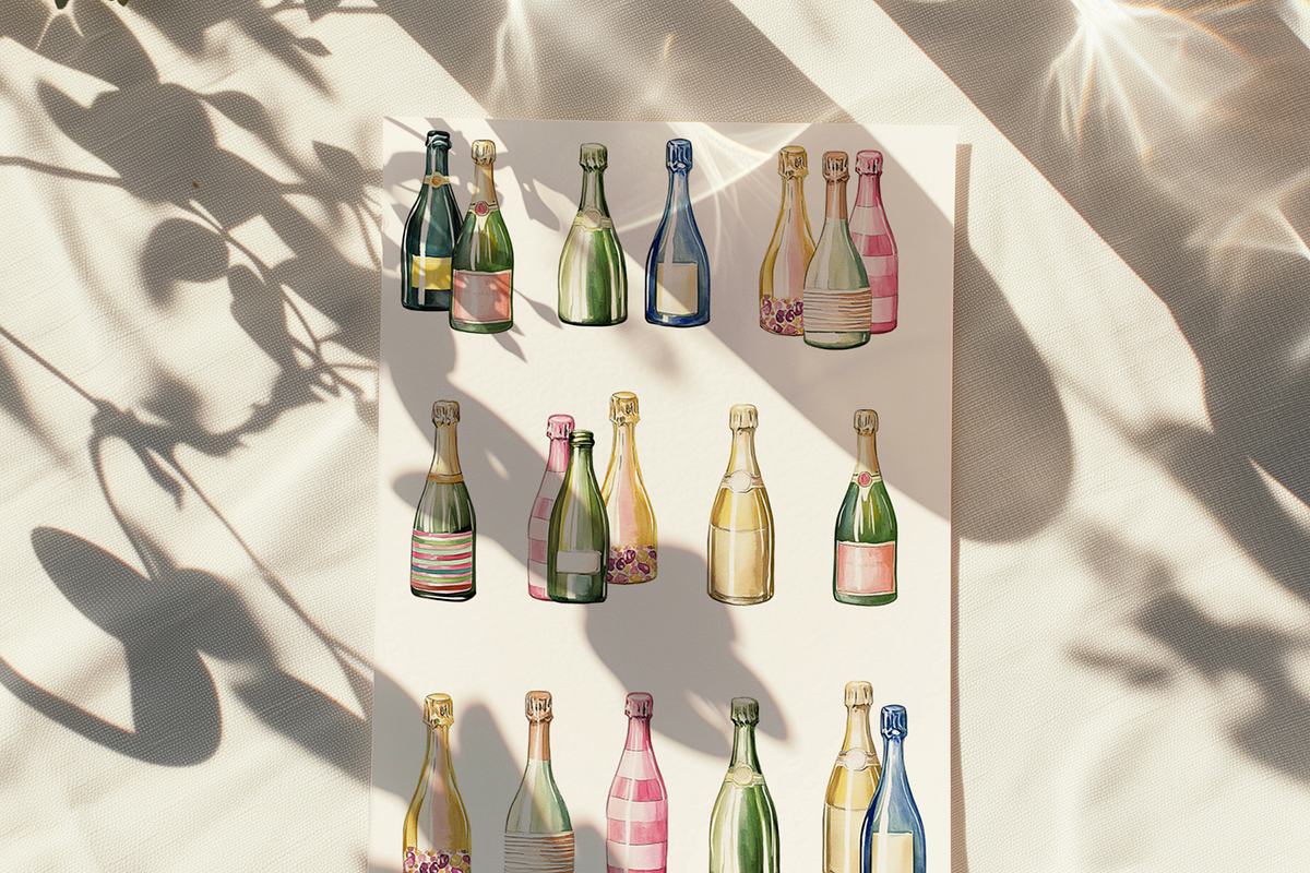 Champagne Party-Watercolor Champagne, a Decorative Illustration by ThaismotaCreativeCo (Photo 3 of 4)