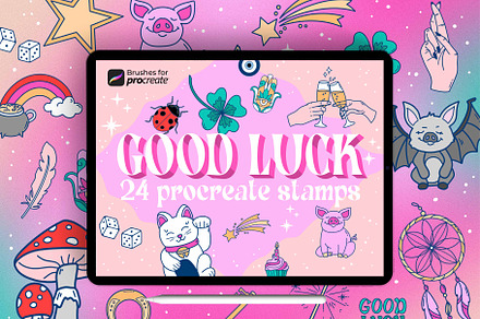 24 procreate good luck stamp brushes