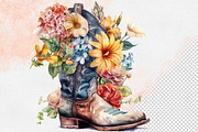 Western Flowers Boots Watercolor PNG, an Object Illustration by iloveTemplate (Thumbnail 5 of 14)