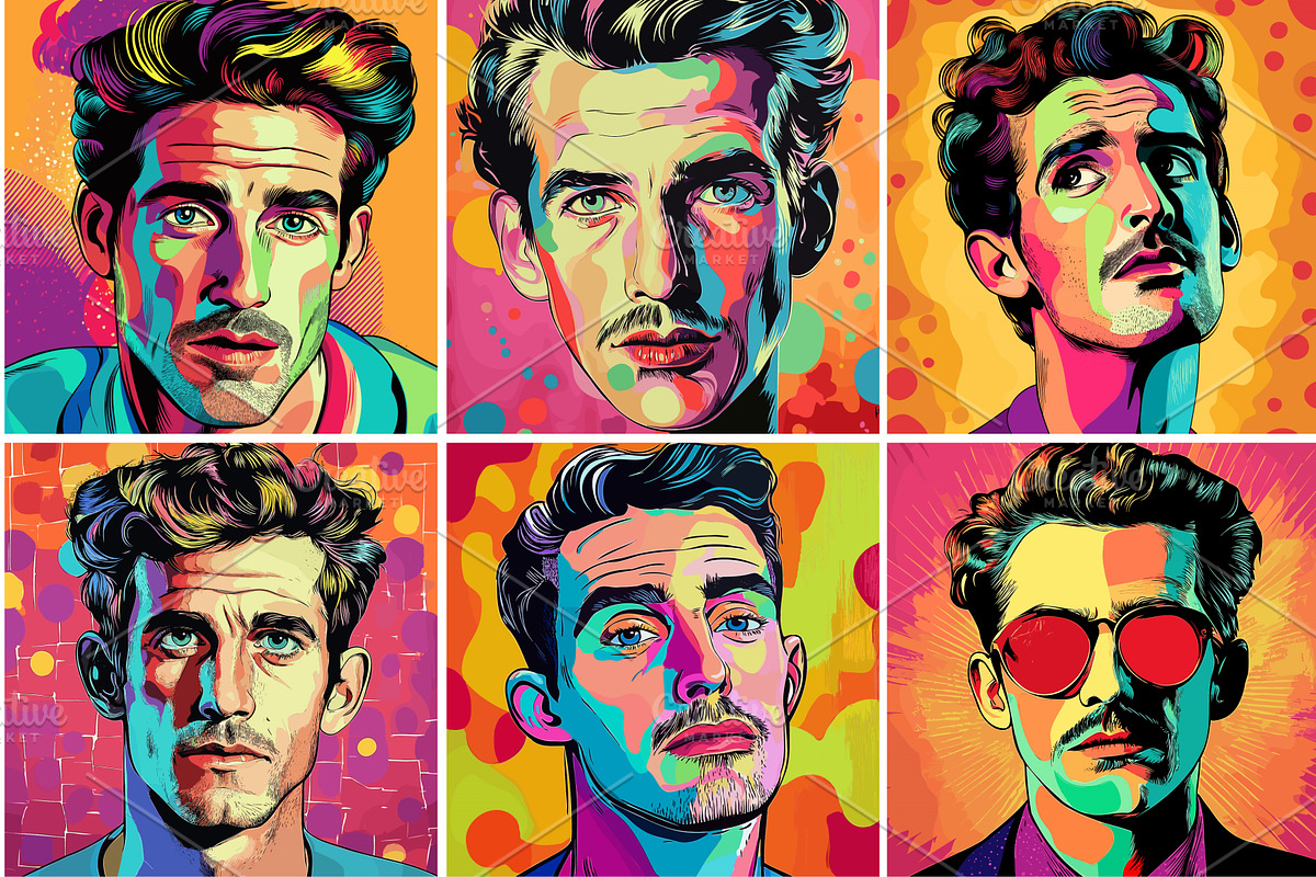 Pop art portrait bearded man cartoon, an Illustration by Onyx