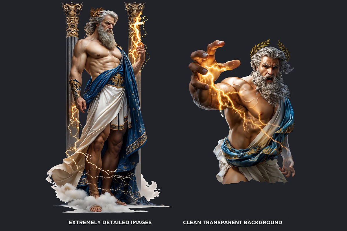 Zeus Greek god clipart Set, a Person Illustration by ThatsDesignArt (Photo 3 of 10)