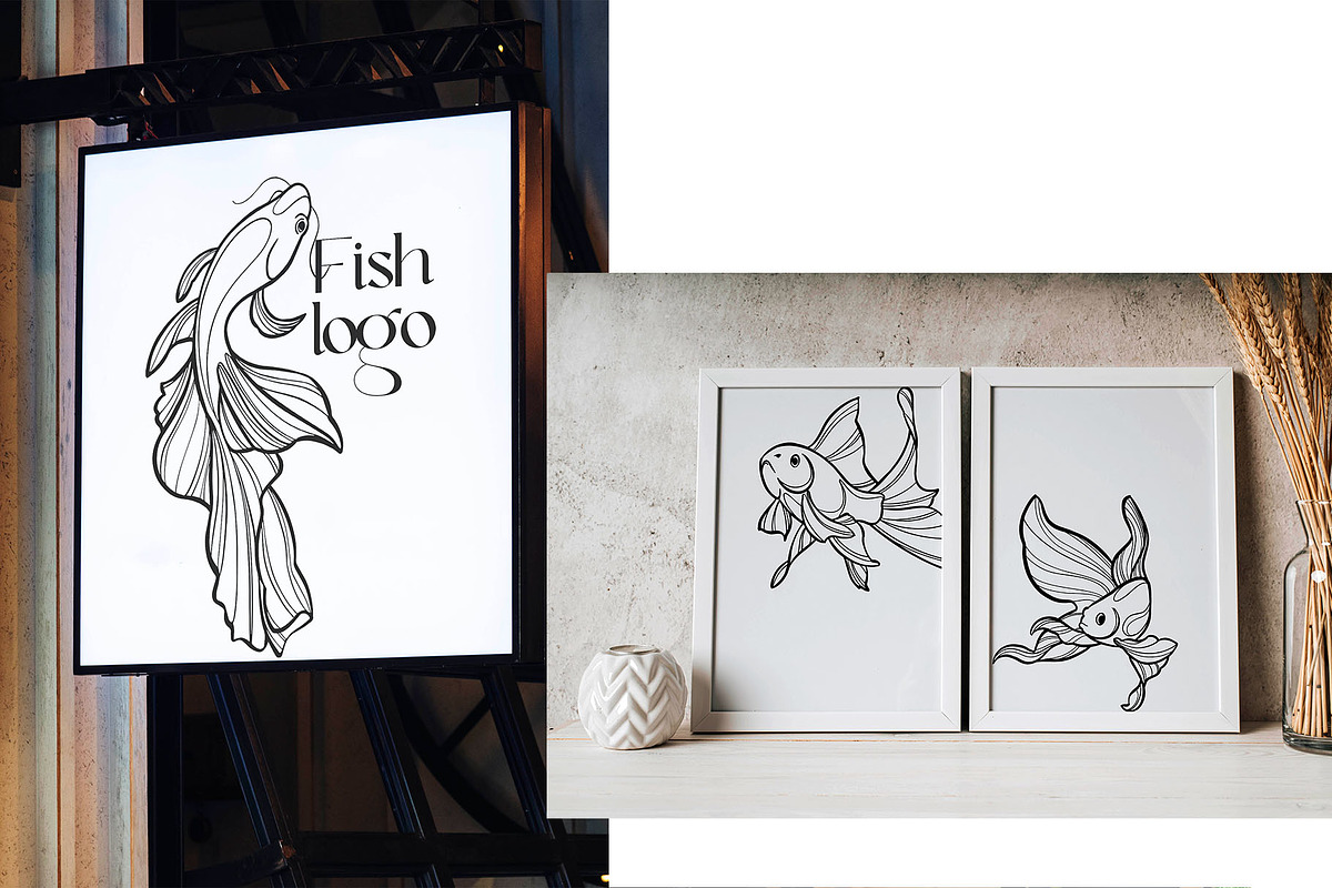 Fishes. Line art collection, an Animal Illustration by DamriNa art (Photo 3 of 5)