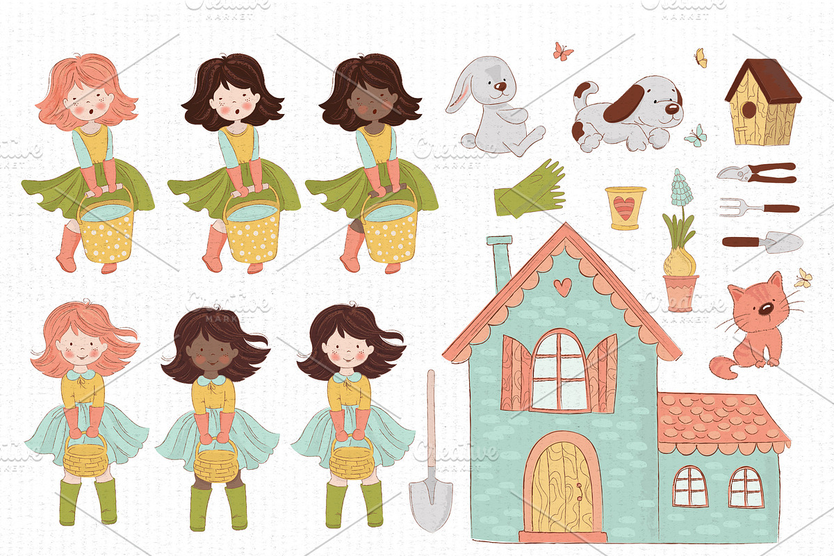 SPRING GARDEN Vector Illustration, a Decorative Illustration by FARAWAYKINGDOM (Photo 10 of 10)