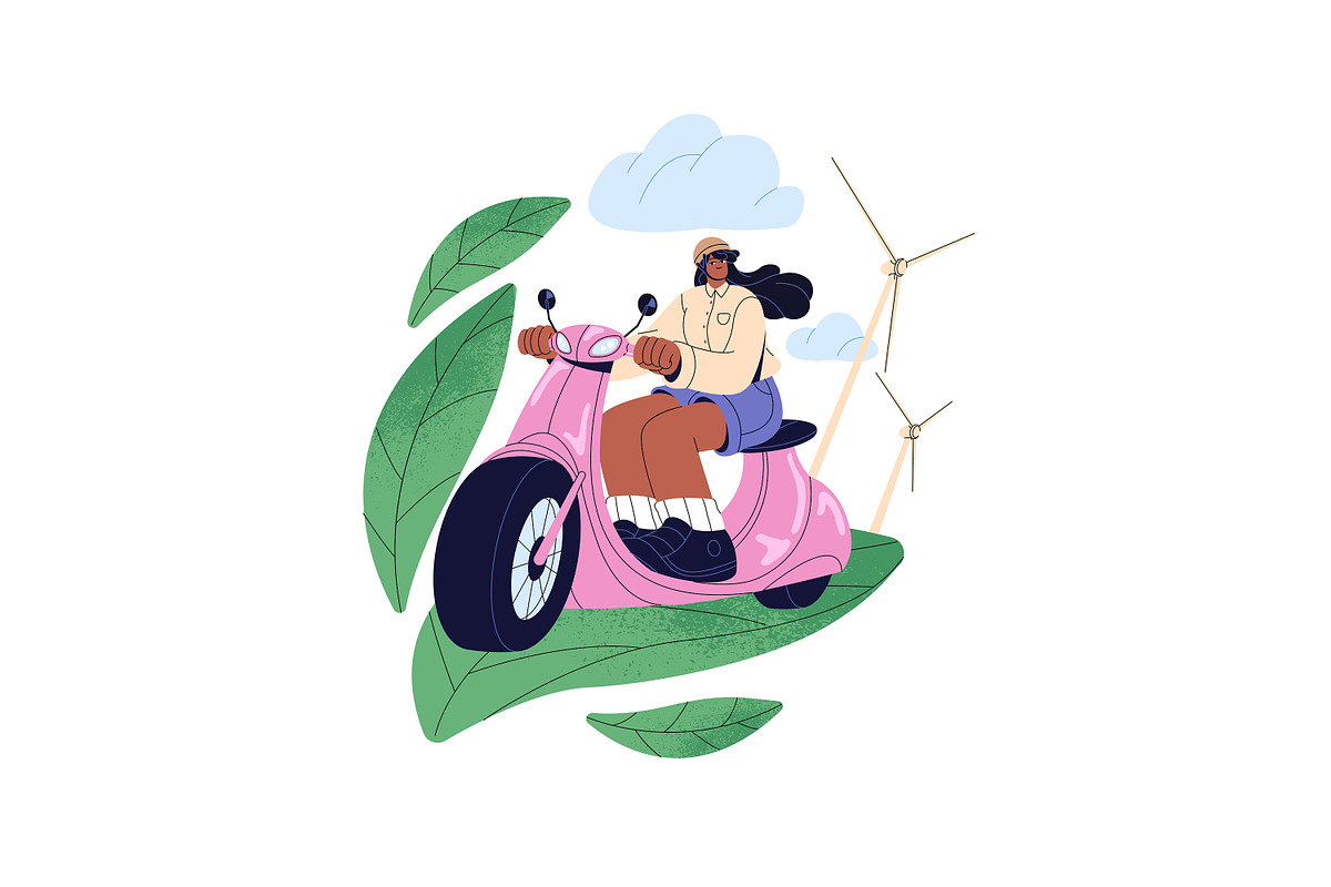 Eco city transport, green energy set, a Transportation Illustration by PaperTrident (Photo 4 of 6)