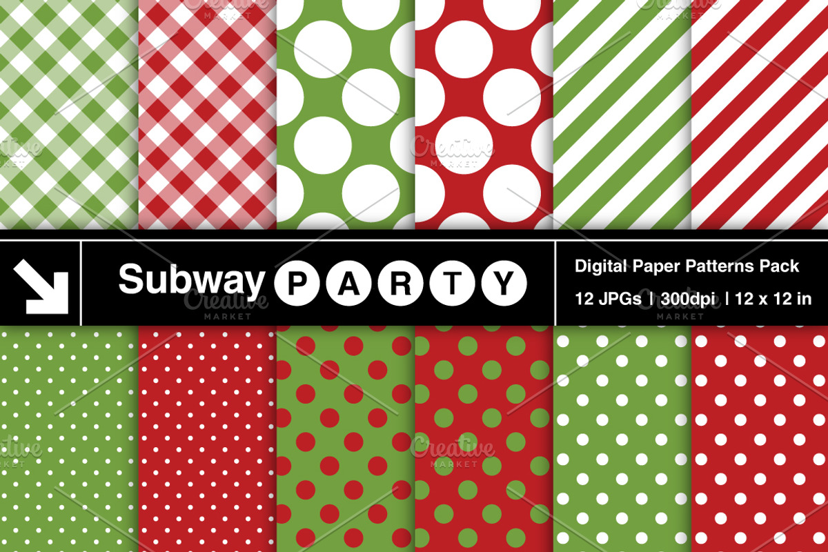 Xmas Dots, Stripe, Gingham Patterns