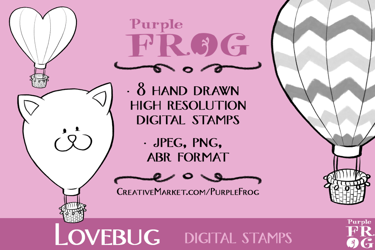 HOT AIR BALLOONS - Digital Stamps, an Outline Icon by Purple Frog (Photo 2 of 2)