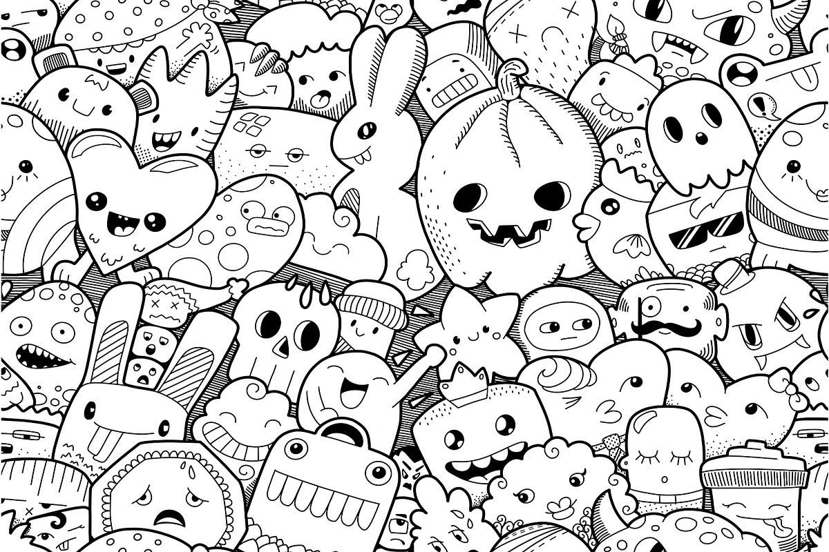 Seamless Doodle Monster Pattern, a Pattern Graphic by buntegalerie (Photo 2 of 2)