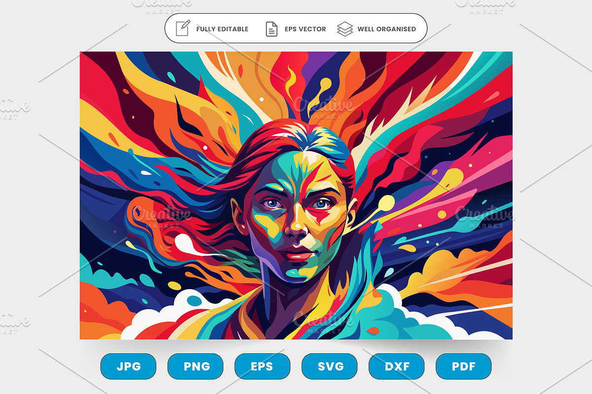 A woman with vibrant hair stands out, a Graphic by SaroStock