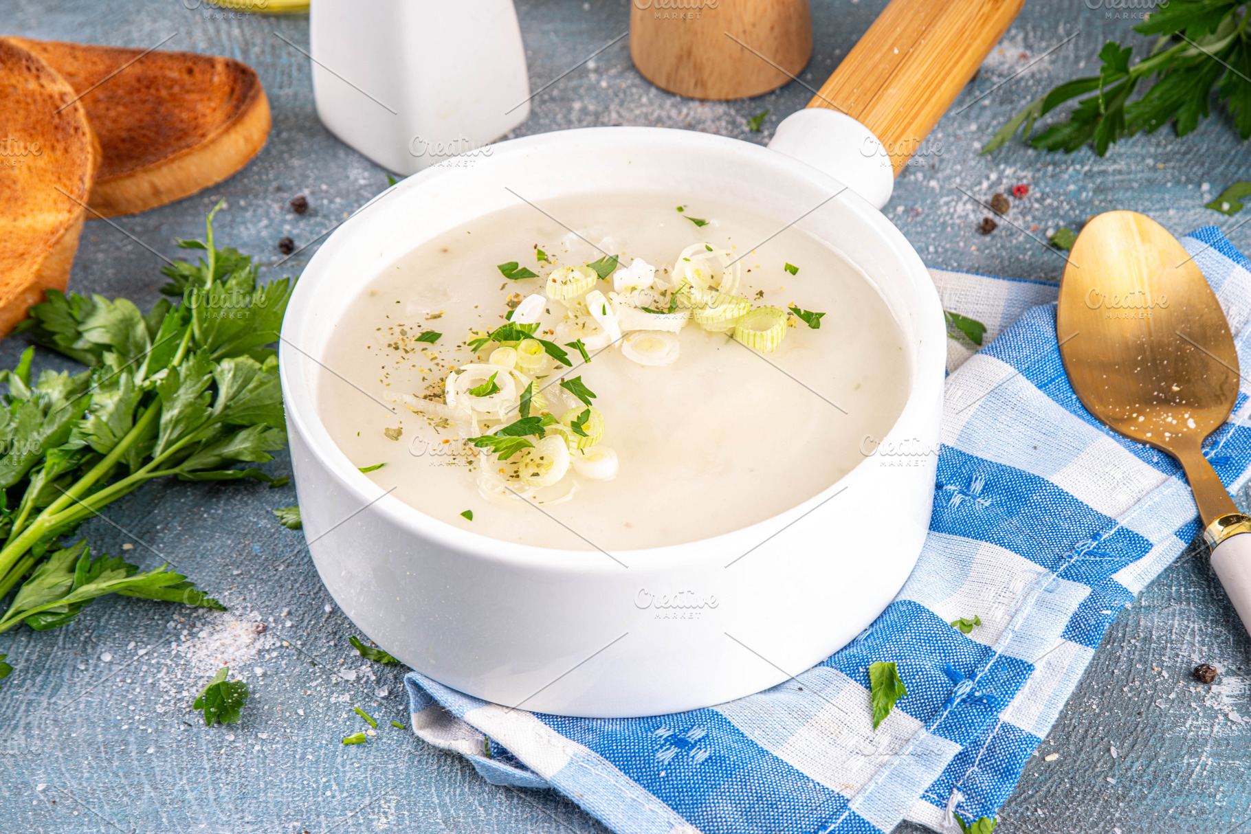 Homemade tasty Leek Cream Soup, a Food & Drink Photo by Rimma