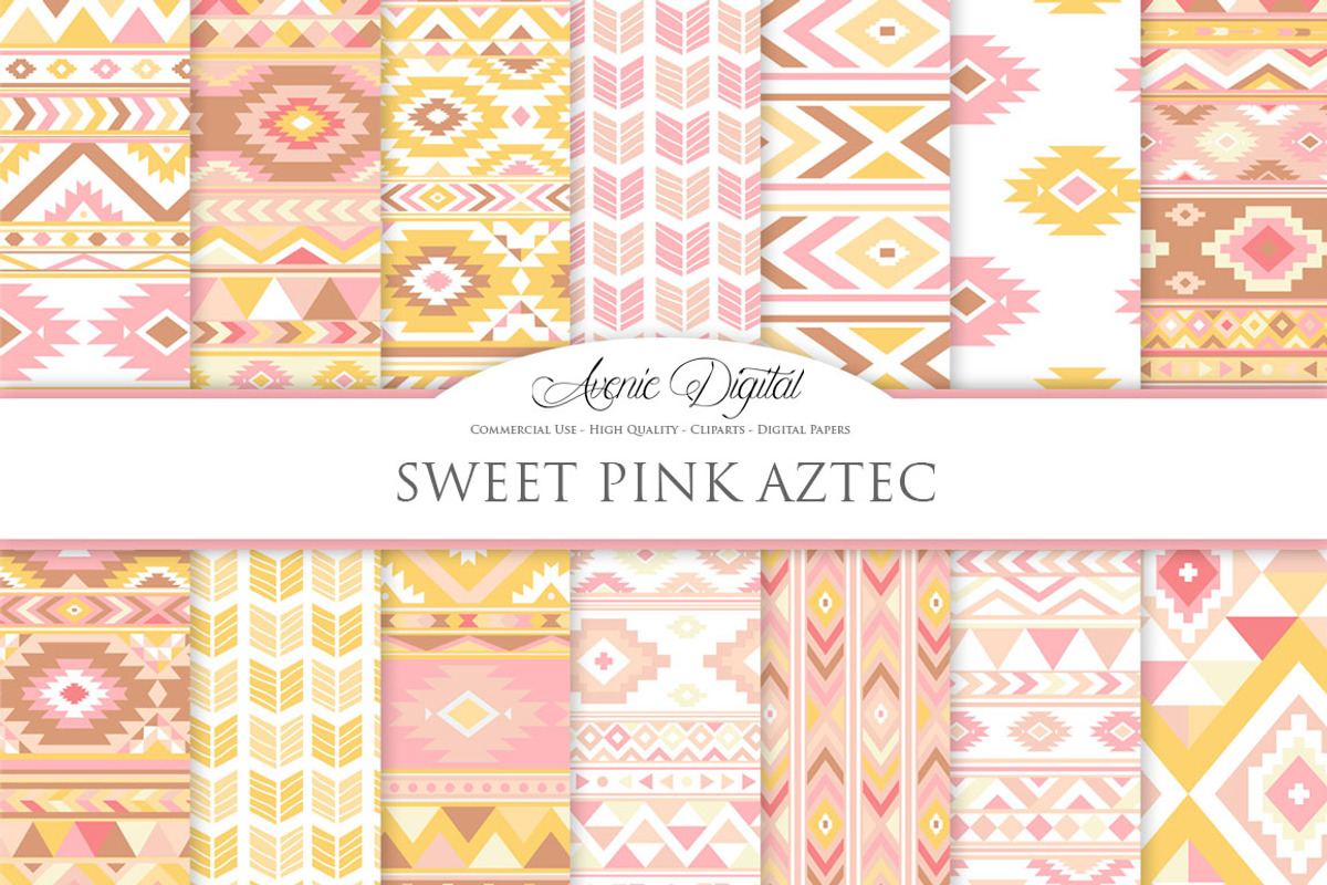 Sweet Aztec Digital Paper, a Texture Graphic by Avenie Digital (Photo 1 of 4)