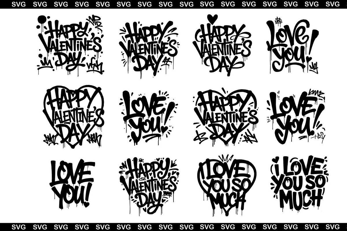 Happy Valentines Day graffiti, an Object Graphic by SketchArtStudio (Photo 1 of 3)