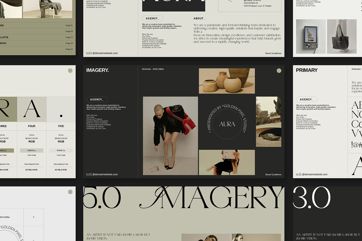 AURA Brand Guideline Presentation, a Presentation Template by GoldenPixelStudio (Photo 5 of 10)