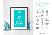 15 line yoga icons., an Outline Icon by BezierMagic (Thumbnail 1 of 4)