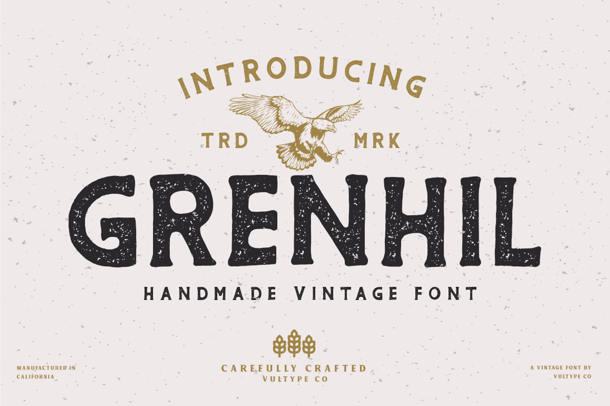Grenhil - Handmade Vintage Font, a Sans Serif Font by Vultype Co. (Photo 1 of 10)