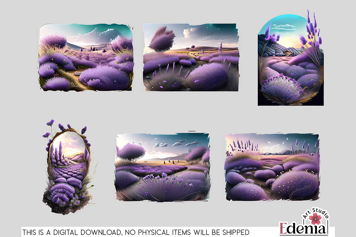 Lavender Dreams Clipart Sublimation, a Seasonal Illustration by EdeniaArtStudio (Photo 3 of 6)