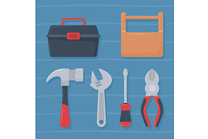 toolboxes and tools, an Object Illustration by studiogstock