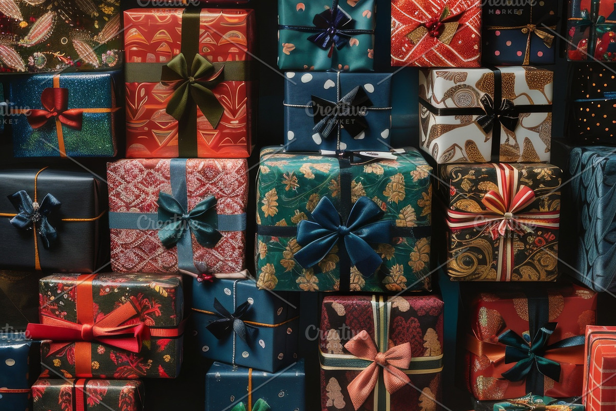 86 Gift boxes with ribbons and bows, a Holiday Photo by Handmadefont (Photo 67 of 90)