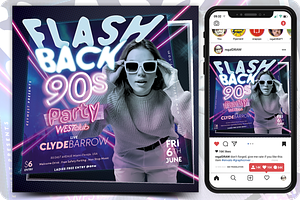 Flash Back 90s Party Flyer, a Flyer Template by regalDRAW
