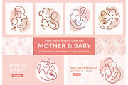 Mother and Baby Vector Pack +SVG, a Graphic by Katrinelly (Thumbnail 1 of 11)