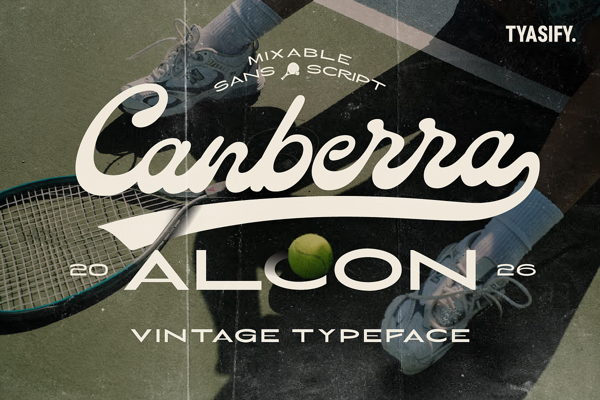 Canberra Alcon Vintage Font Duo, a Script Font by Tyasify (Photo 1 of 13)