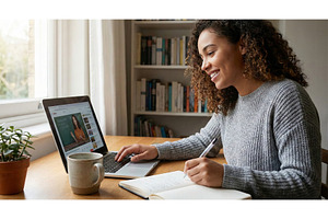 Studying at Home With a Laptop, a School & Education Photo by CREATIVEDEF
