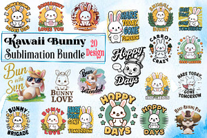 Kawaii Bunny Clipart Bundle, an Illustration by Wow Magic