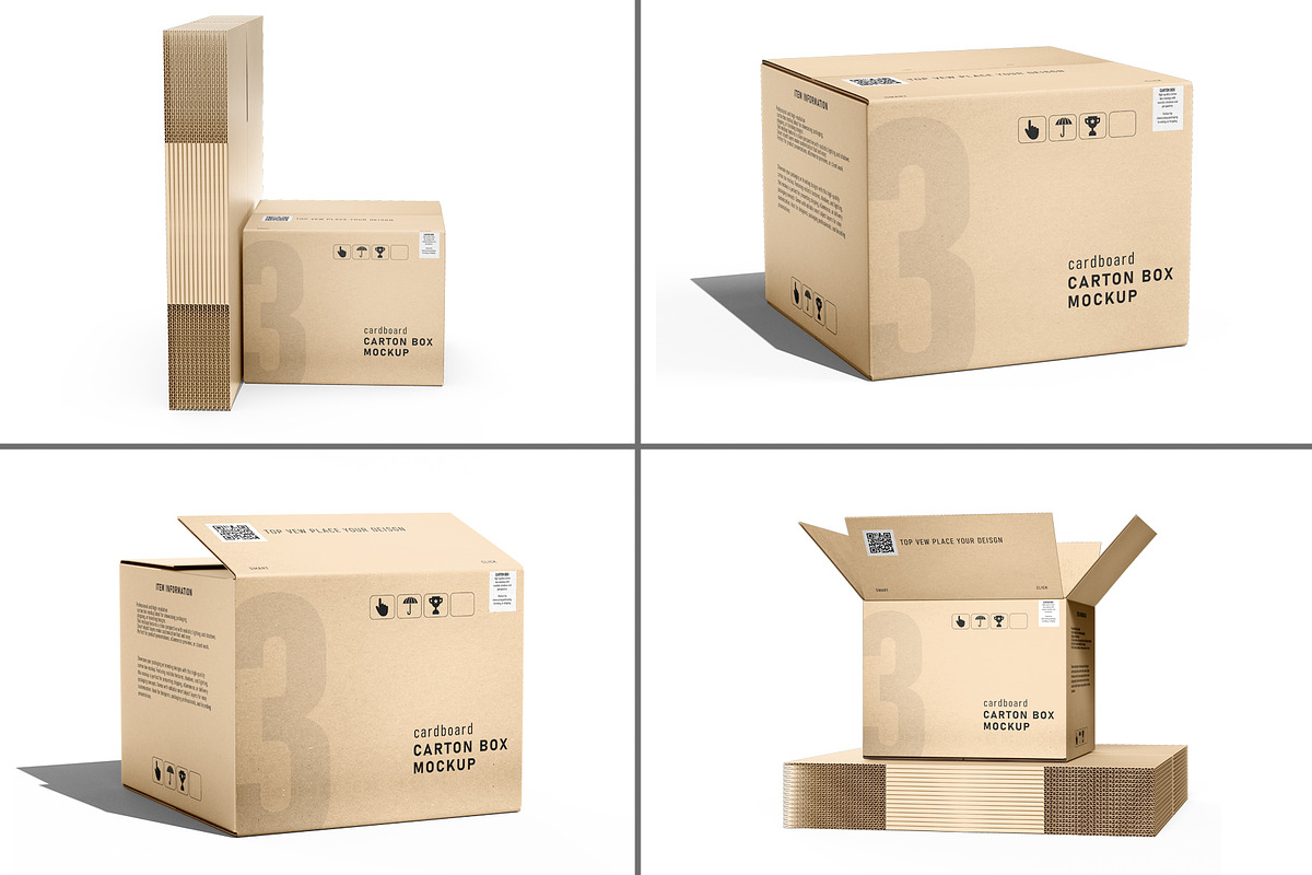 Carton Box Mockup Premium PSD Bundle, a Packaging Mockup by pixelmock (Photo 3 of 18)