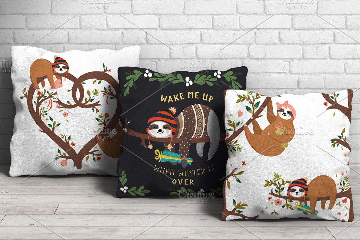 Cute Sloths Prints & Patterns, an Animal Illustration by Dasha_D (Photo 8 of 13)