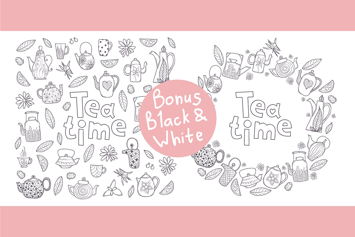 Tea time doodle bundle., a Pattern Graphic by altanaka (Photo 3 of 3)