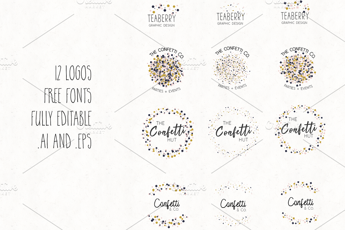 Gold, Blush & Navy Confetti Bundle, an Object Graphic by TeaBerry (Photo 2 of 5)