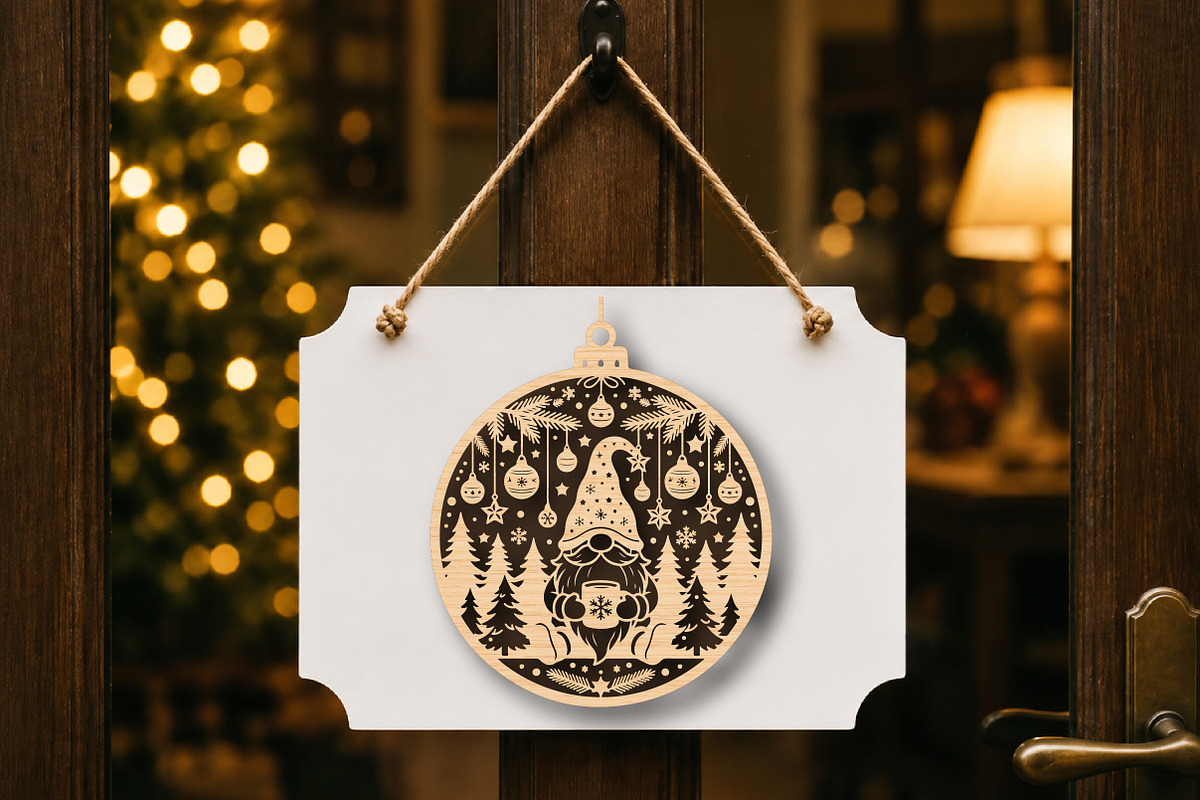 Christmas Gnome Ornament SVG, a Work Illustration by Digital Artistic99 (Photo 4 of 4)