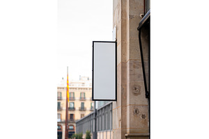 Blank white vertical mockup sign on, an Architecture Photo by volodymyrshtun13795