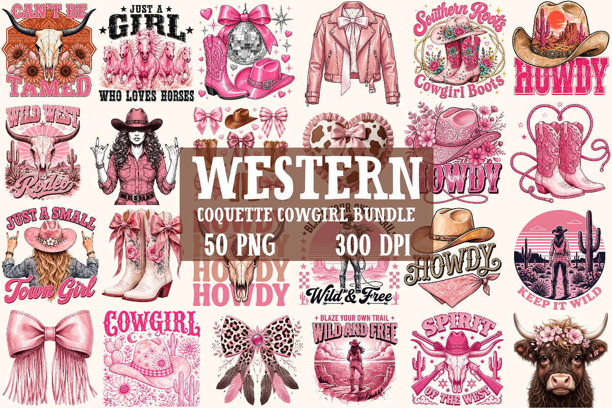 Western Bundle Png, Coquette Cowgirl, an Object Illustration by Sublimation Artist (Photo 1 of 3)