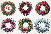 Festive Wreath Door Decor Clipart Se, an Illustration by RobertsArt (Thumbnail 5 of 7)