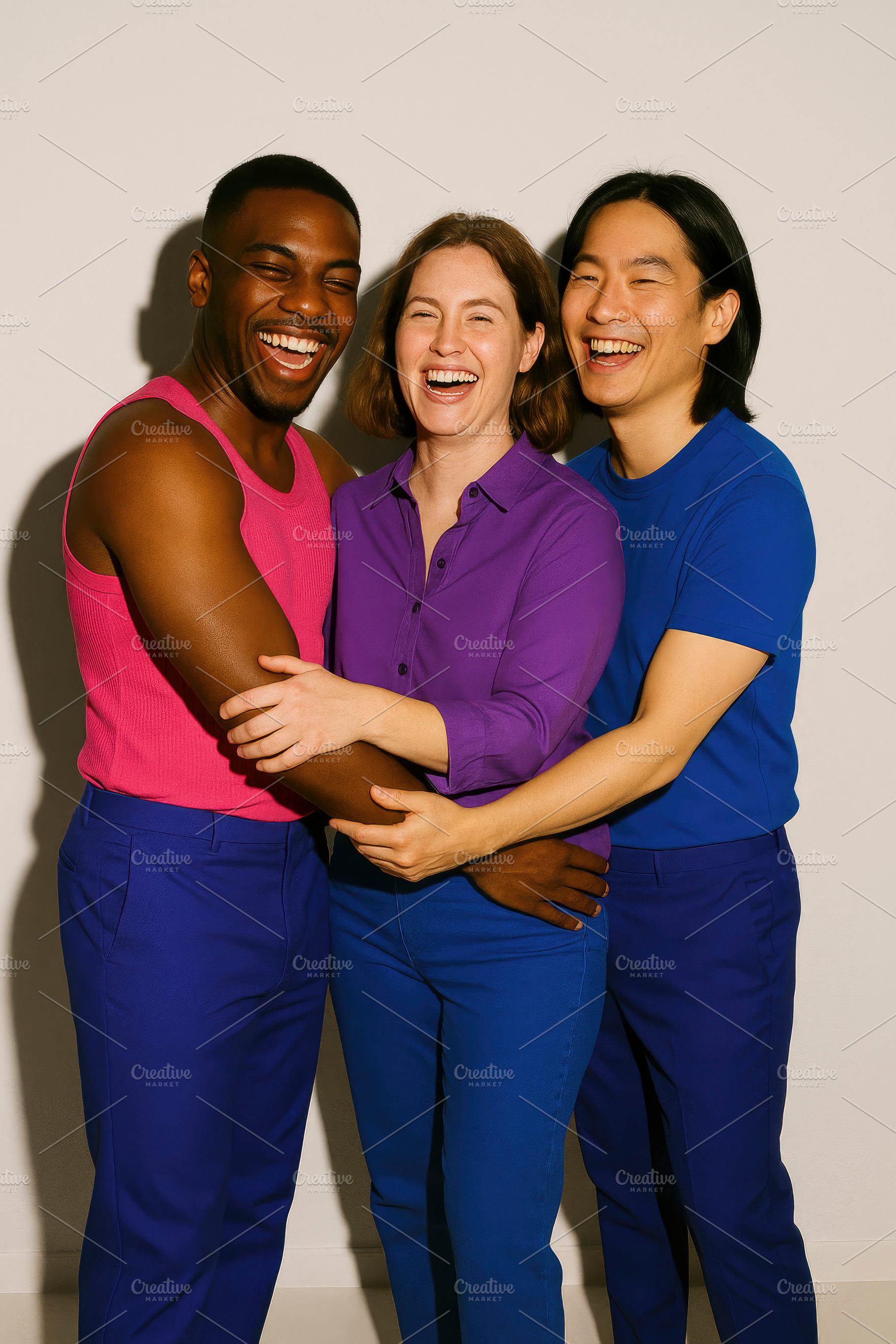 smiling friends in bisexual colors, generative AI, a Photo by Nito