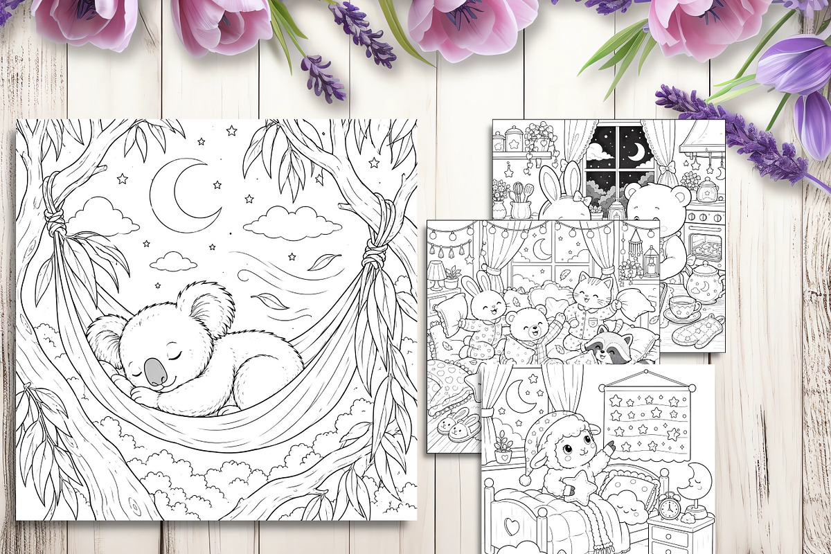 Cozy Bedtime Animal Coloring Page, a Brochure Template by LA Design (Photo 6 of 10)