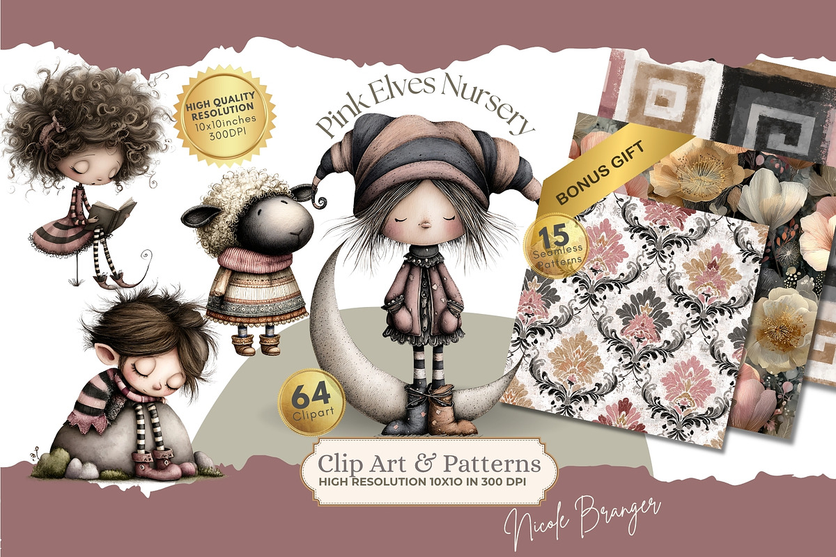 Pink Elves Nursery Baby Shower, a Decorative Illustration by Nicole Branger Art (Photo 1 of 20)
