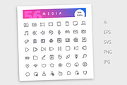Media Line Icons Set, an Outline Icon by Voysla's Shop (Thumbnail 4 of 4)