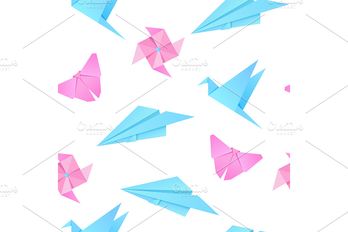 Origami seamless pattern, a Pattern Graphic by Elen_Art