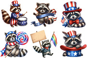 Cartoonish Patriotic Raccoon Clipart, an Illustration by Pixels.Craft (Thumbnail 5 of 10)