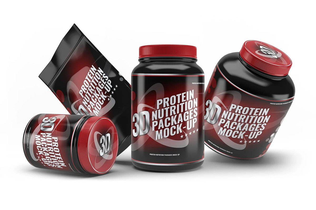 Sport Nutrition Packages Mock-Up, a Packaging Mockup by DesignRushMarket (Photo 3 of 7)