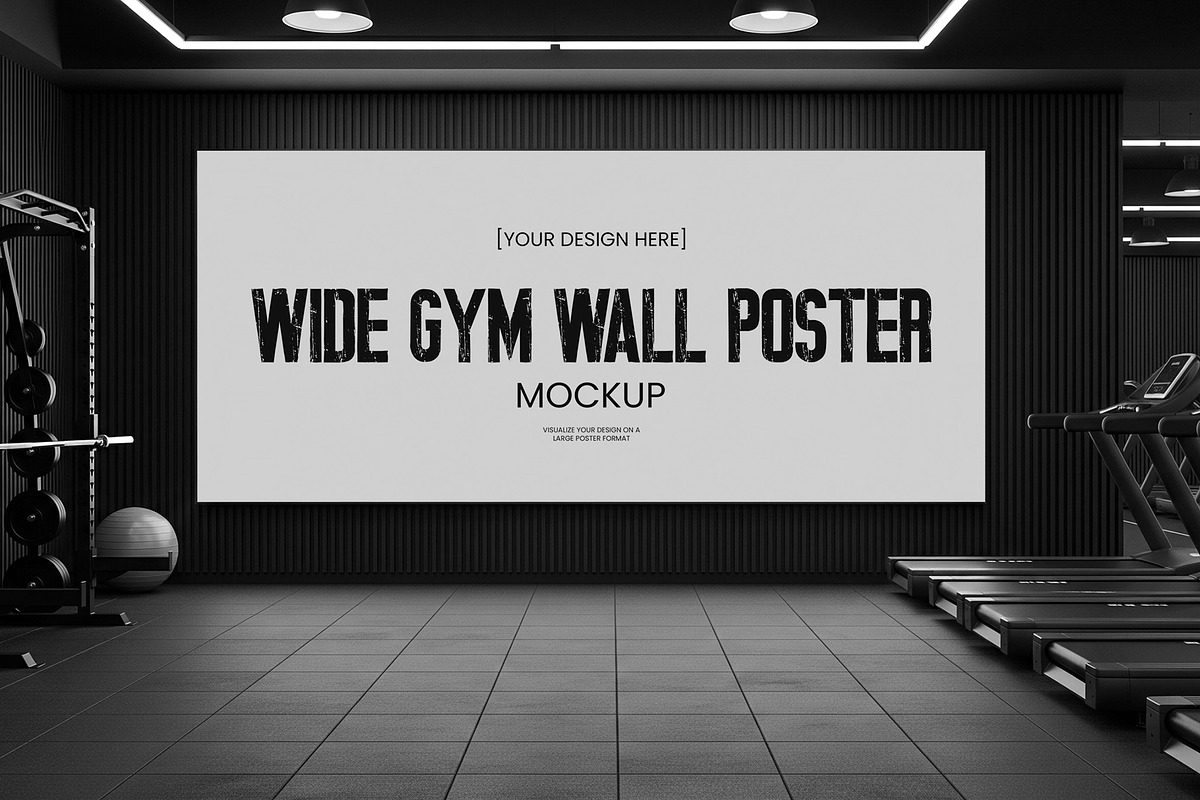 Wide Gym Wall Poster Mockup, an Advertising Mockup by graphypix (Photo 4 of 4)