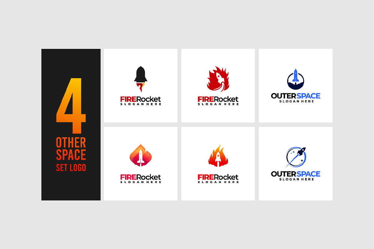 Set of Fire Rocket Logo designs, a Branding & Logo Template by Lucky Creative (Photo 1 of 5)