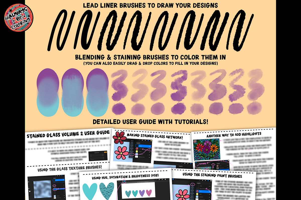 Procreate Stained Glass Kit Volume 2, a Brush Add-On by AlwaysBeColoring (Photo 3 of 10)