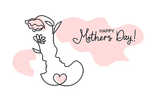 Happy Mother's Day concept one line, a Seasonal Illustration by Valenty