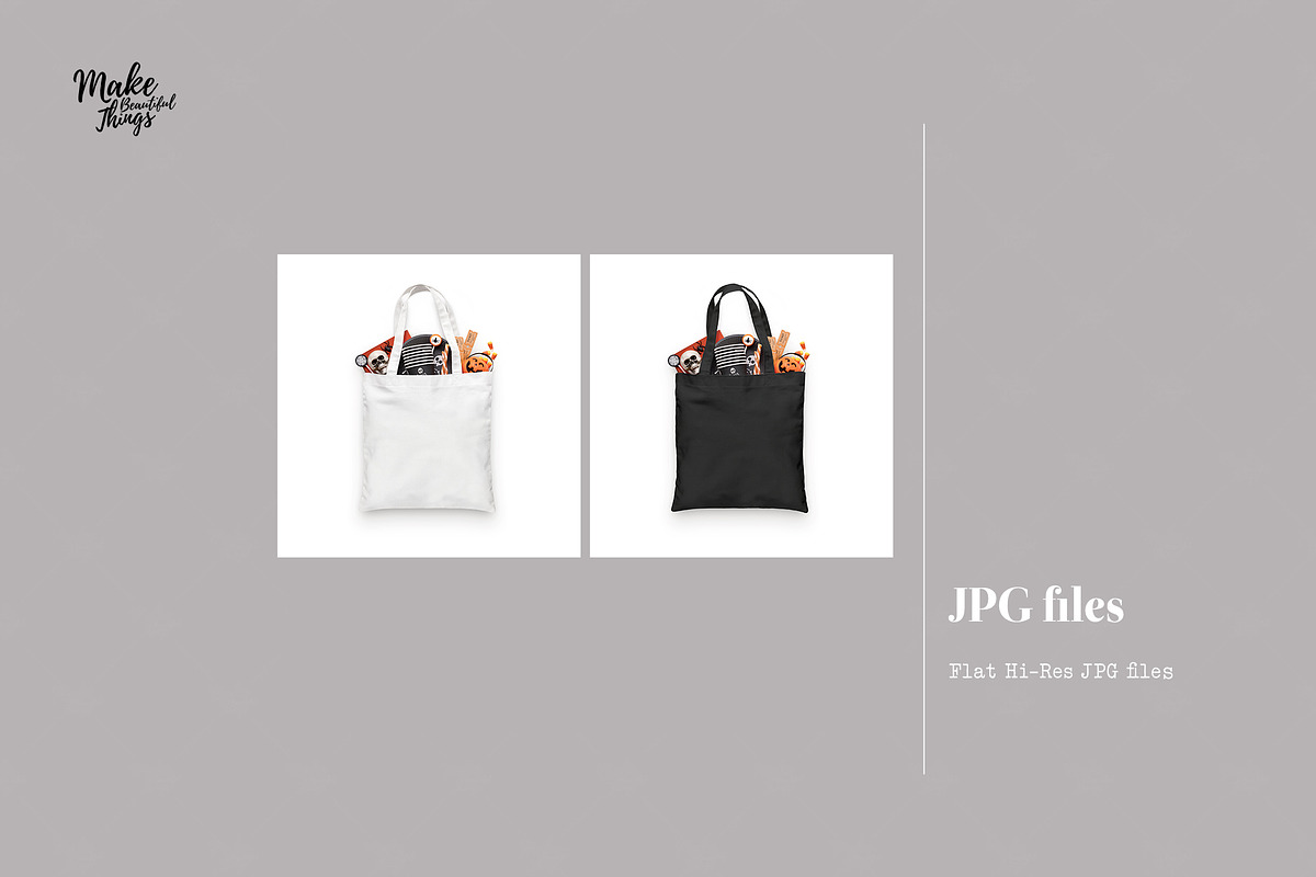 Isolated Halloween tote bag mockup, a Product Mockup by Make Beautiful Things (Photo 4 of 6)