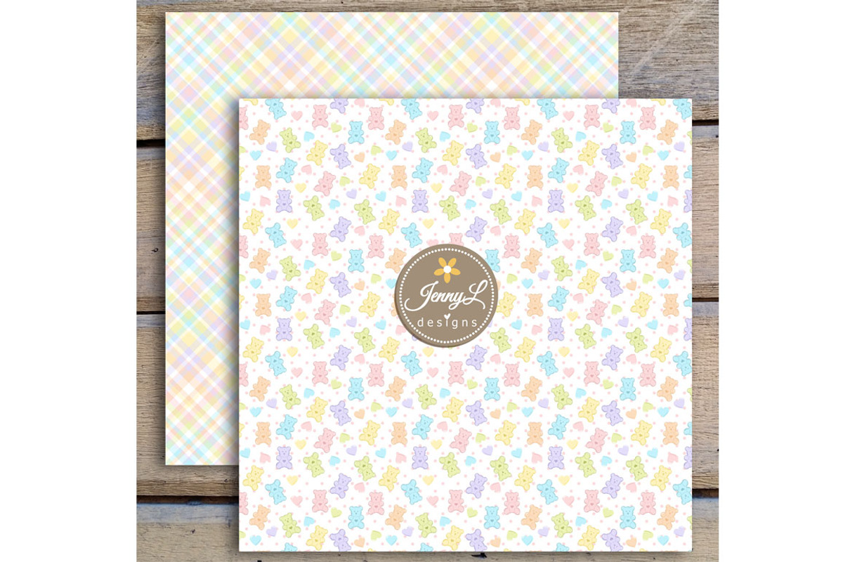 Pastel Gummy Bear Digital Papers, a Pattern Graphic by JennyL Designs (Photo 5 of 6)