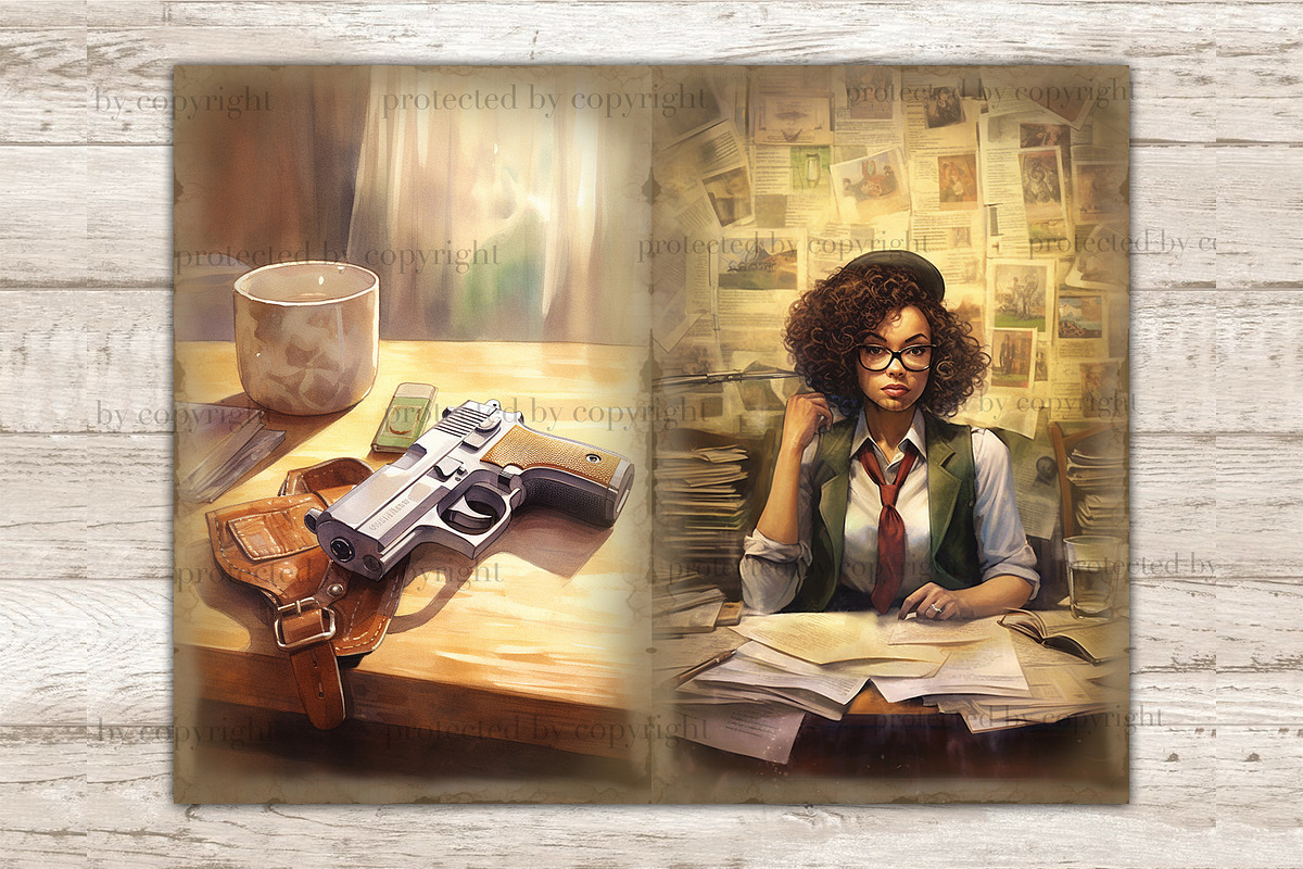 Detective Collage Sheet Black Woman, a Person Illustration by GlamArtZhanna (Photo 5 of 9)